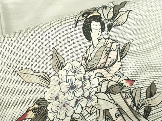 平和屋着物●訪問着　本場大島紬　白大島　作家物　華女　正絹　逸品　未使用　DABC3520az
