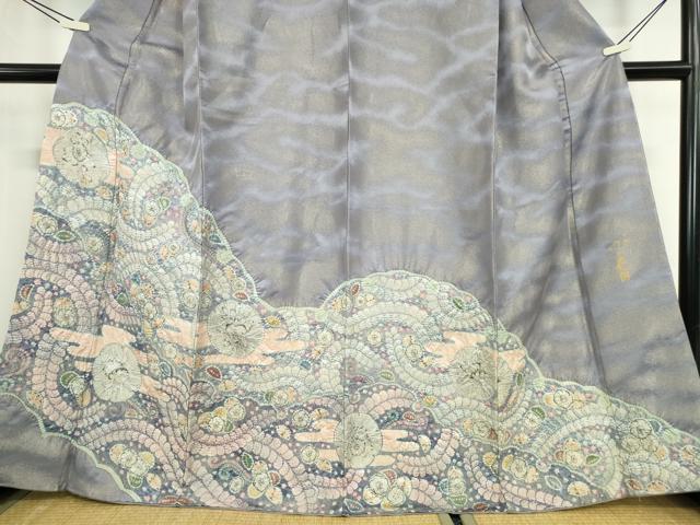 平和屋着物●染織工芸むつろ　辻が花　手描き　絞り　訪問着　千姫　銀通し地　正絹　逸品　DABC3521az