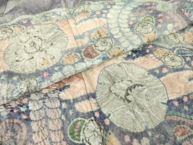 平和屋着物●染織工芸むつろ　辻が花　手描き　絞り　訪問着　千姫　銀通し地　正絹　逸品　DABC3521az