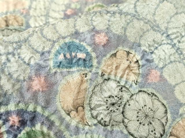 平和屋着物●染織工芸むつろ　辻が花　手描き　絞り　訪問着　千姫　銀通し地　正絹　逸品　DABC3521az