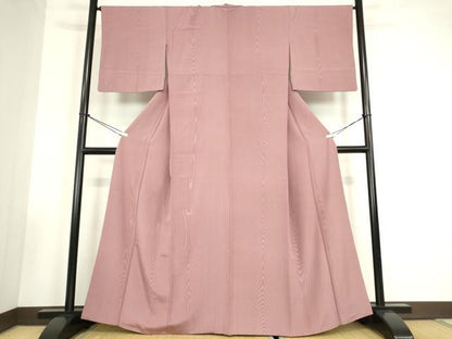 平和屋着物●上質な色無地　木目地紋　石竹色　鈴乃屋扱い　正絹　逸品　DABC3523az