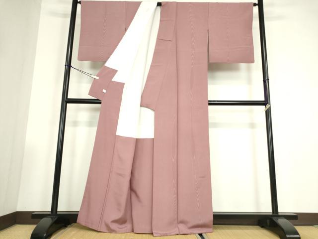 平和屋着物●上質な色無地　木目地紋　石竹色　鈴乃屋扱い　正絹　逸品　DABC3523az
