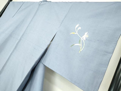 平和屋着物●京加賀友禅　百貫石峰　訪問着　白山紬　草花文　正絹　逸品　未使用　DABC3524az
