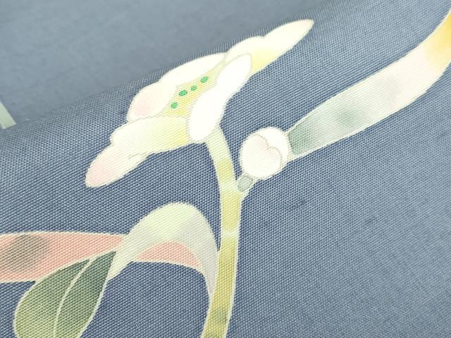 平和屋着物●京加賀友禅　百貫石峰　訪問着　白山紬　草花文　正絹　逸品　未使用　DABC3524az