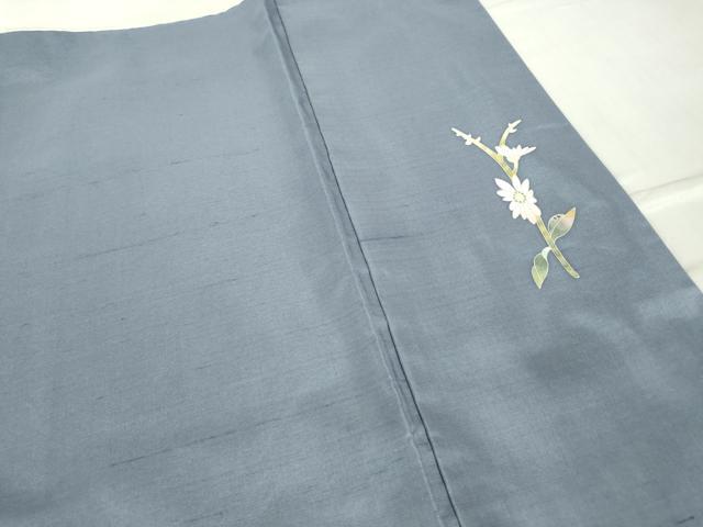 平和屋着物●京加賀友禅　百貫石峰　訪問着　白山紬　草花文　正絹　逸品　未使用　DABC3524az