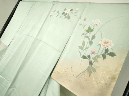 平和屋着物●訪問着　作家物　牡丹文　暈し染め　金彩　正絹　逸品　DABC3525az