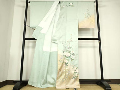 平和屋着物●訪問着　作家物　牡丹文　暈し染め　金彩　正絹　逸品　DABC3525az