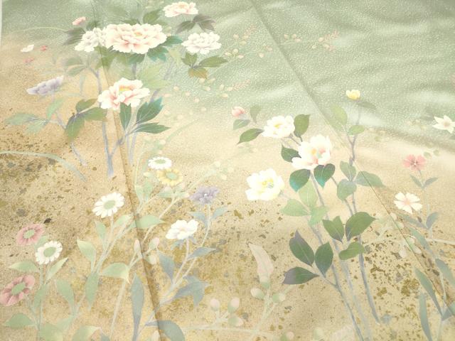 平和屋着物●訪問着　作家物　牡丹文　暈し染め　金彩　正絹　逸品　DABC3525az