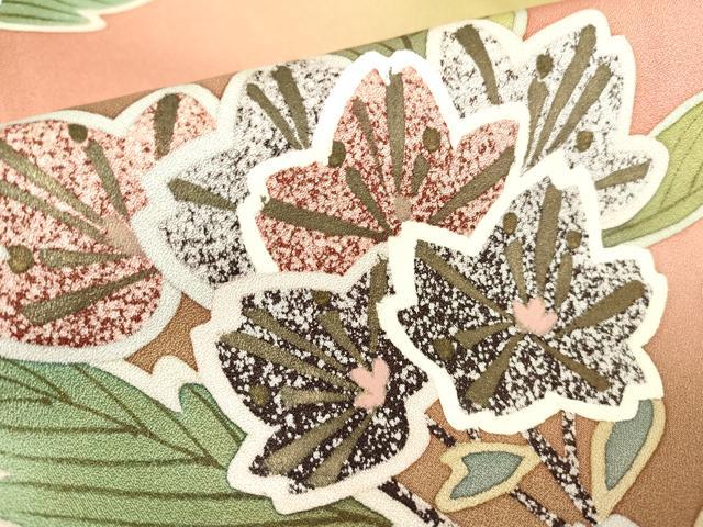 平和屋着物●中嶋まさひろ 蝋彩染作家　訪問着　枝花文　暈し染め　金彩　正絹　逸品　DABC3526az
