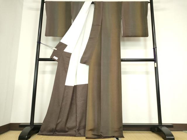平和屋着物●上質な小紋　作家物　霞文　暈し染め　鬼しぼ縮緬　やまと誂製　正絹　逸品　DABC3527az
