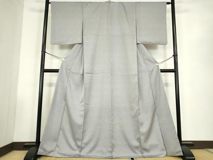 平和屋着物●江戸小紋　市松青海波文　さんび謹製　洗える着物　DABC3528az