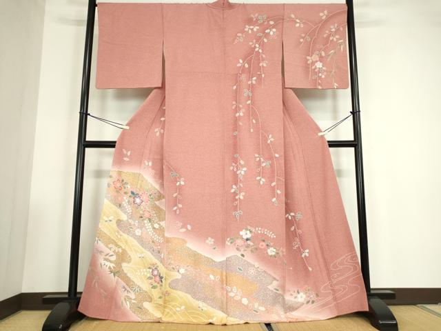 平和屋着物●訪問着　辻が花　絞り　暈し染め　金彩　正絹　逸品　DABC3530az