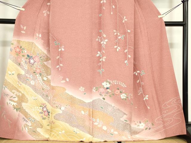 平和屋着物●訪問着　辻が花　絞り　暈し染め　金彩　正絹　逸品　DABC3530az