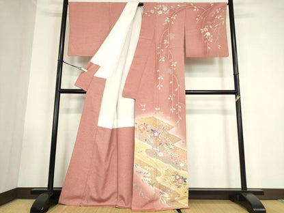 平和屋着物●訪問着　辻が花　絞り　暈し染め　金彩　正絹　逸品　DABC3530az