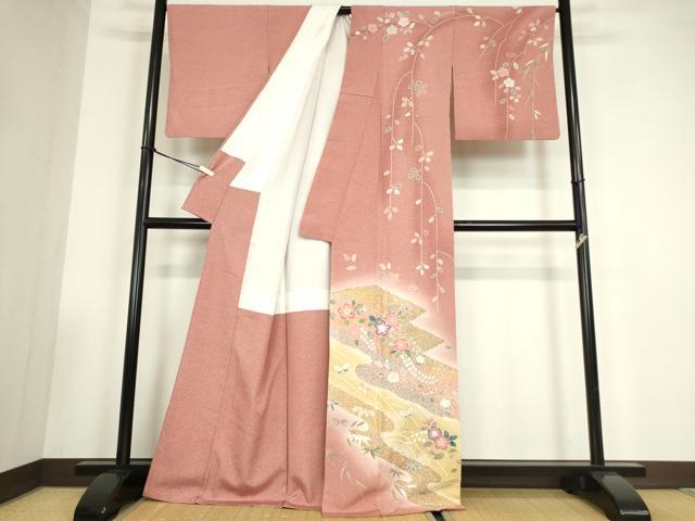 平和屋着物●訪問着　辻が花　絞り　暈し染め　金彩　正絹　逸品　DABC3530az