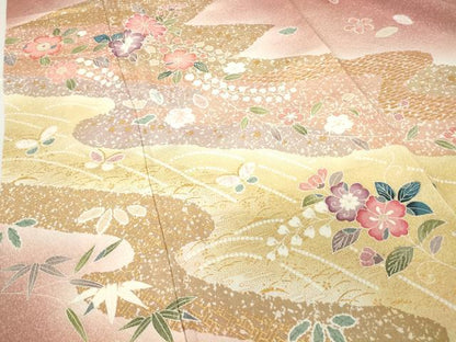 平和屋着物●訪問着　辻が花　絞り　暈し染め　金彩　正絹　逸品　DABC3530az