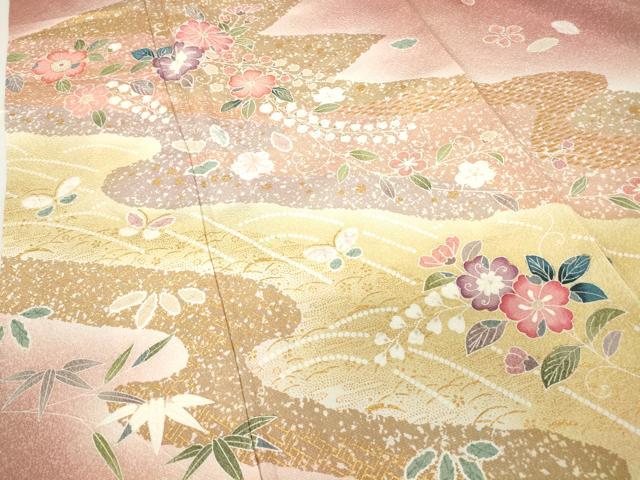 平和屋着物●訪問着　辻が花　絞り　暈し染め　金彩　正絹　逸品　DABC3530az