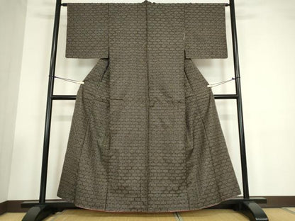 平和屋着物●本場大島紬　龍郷絣　秋名バラ　反端付き　正絹　逸品　DABC3534az