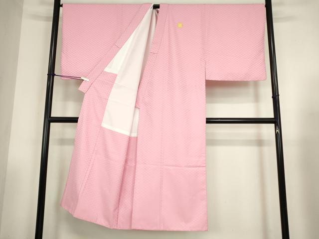 平和屋着物●男性　色紋付　羽織セット　菱地紋　キングサイズ　洗える着物　DABC3536az