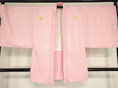 平和屋着物●男性　色紋付　羽織セット　菱地紋　キングサイズ　洗える着物　DABC3536az