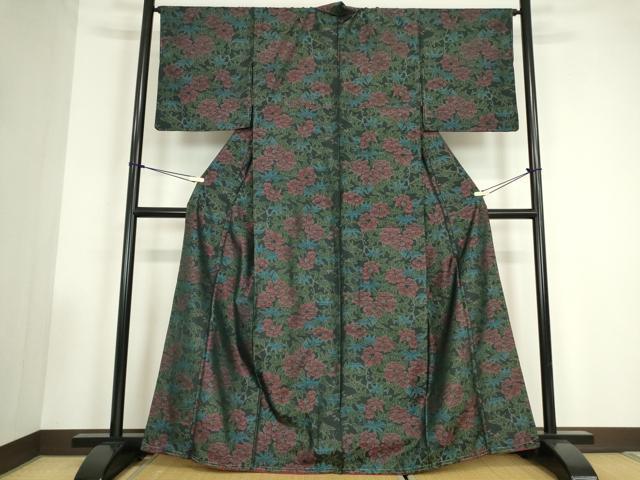 平和屋着物●本場大島紬　花尽くし　正絹　逸品　未使用　DABC3538az