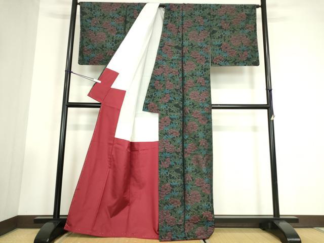 平和屋着物●本場大島紬　花尽くし　正絹　逸品　未使用　DABC3538az