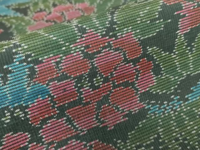 平和屋着物●本場大島紬　花尽くし　正絹　逸品　未使用　DABC3538az