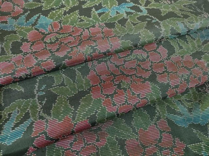 平和屋着物●本場大島紬　花尽くし　正絹　逸品　未使用　DABC3538az
