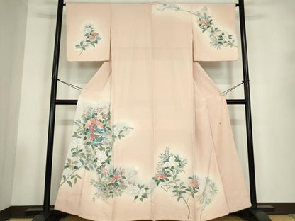 平和屋着物●訪問着　友禅　作家物　花鳥枝花文　暈し染め　正絹　逸品　DABC3541az