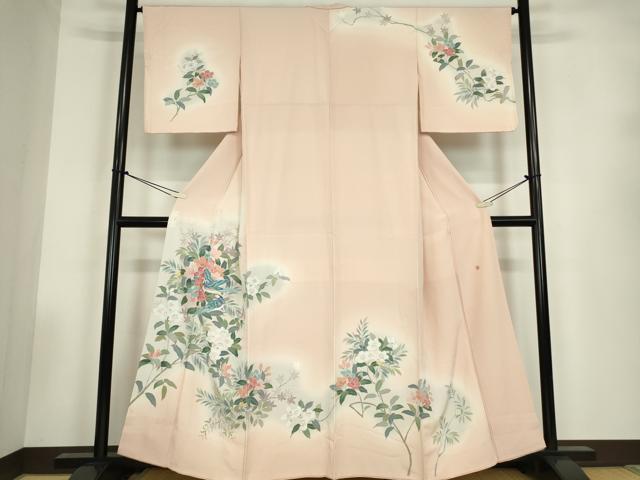平和屋着物●訪問着　友禅　作家物　花鳥枝花文　暈し染め　正絹　逸品　DABC3541az