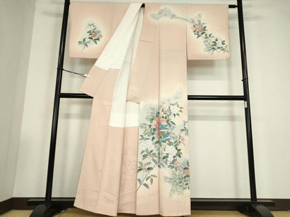 平和屋着物●訪問着　友禅　作家物　花鳥枝花文　暈し染め　正絹　逸品　DABC3541az