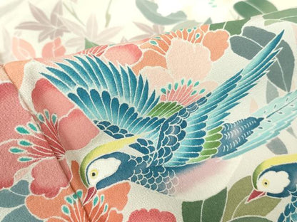 平和屋着物●訪問着　友禅　作家物　花鳥枝花文　暈し染め　正絹　逸品　DABC3541az