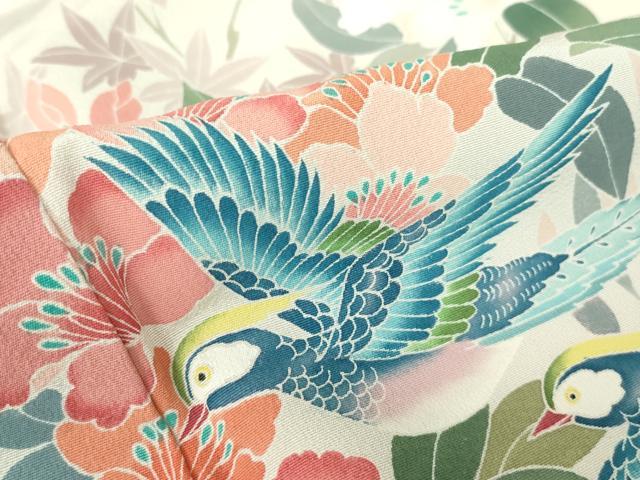 平和屋着物●訪問着　友禅　作家物　花鳥枝花文　暈し染め　正絹　逸品　DABC3541az
