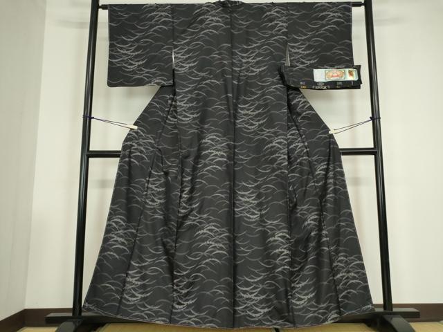 平和屋着物●本場大島紬　雪芝文　証紙付き　正絹　逸品　未使用　DABC3544az