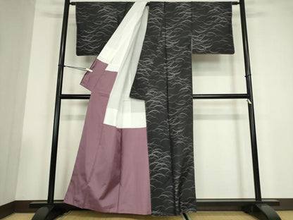 平和屋着物●本場大島紬　雪芝文　証紙付き　正絹　逸品　未使用　DABC3544az