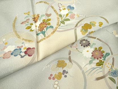 平和屋着物●訪問着　駒刺繍　花丸文　蛍暈し　金彩　正絹　逸品　DABC3546az