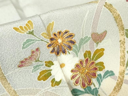 平和屋着物●訪問着　駒刺繍　花丸文　蛍暈し　金彩　正絹　逸品　DABC3546az