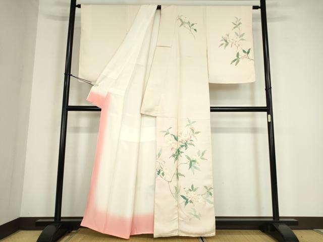 平和屋着物●訪問着　友禅　枝花文　正絹　逸品　DABC3548az