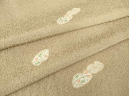 平和屋着物●上質な小紋　ぽっくり下駄　舞花文　正絹　逸品　DABC3551az