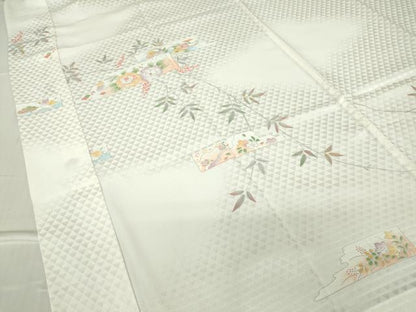 平和屋着物●長襦袢　無双仕立て　短冊枝花文　正絹　逸品　DABC3554az