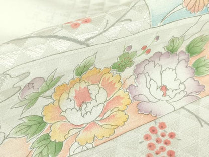 平和屋着物●長襦袢　無双仕立て　短冊枝花文　正絹　逸品　DABC3554az
