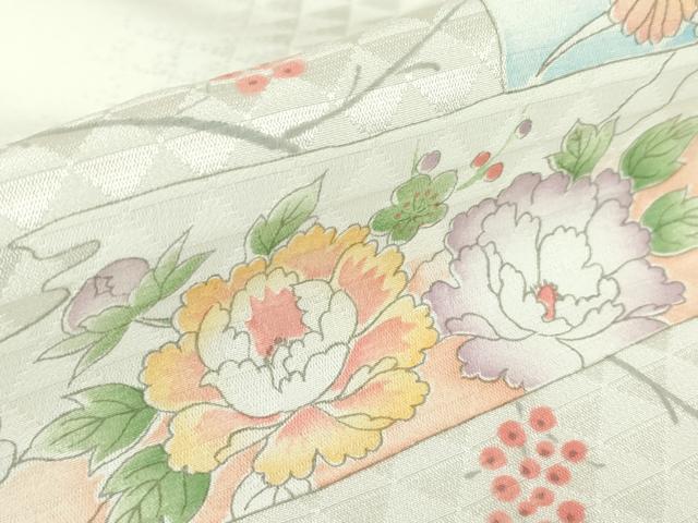 平和屋着物●長襦袢　無双仕立て　短冊枝花文　正絹　逸品　DABC3554az