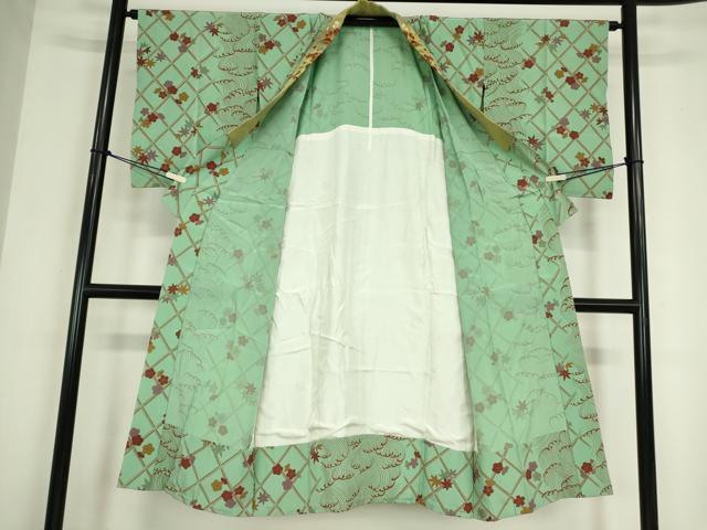 平和屋着物●長襦袢　無双仕立て　半襟刺繍　立波花文　金彩　正絹　逸品　DABC3557az
