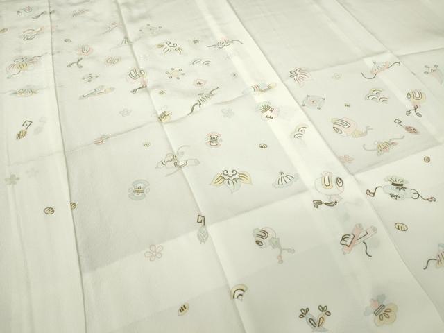 平和屋着物●長襦袢　無双仕立て　半襟刺繍　竹屋町刺繍　宝尽くし文　金彩　正絹　逸品　DABC3558az
