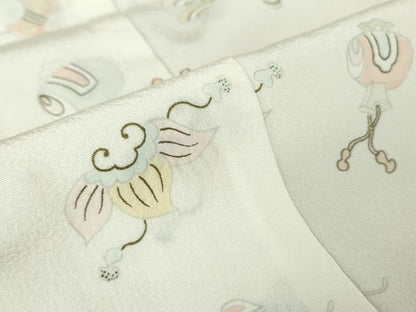平和屋着物●長襦袢　無双仕立て　半襟刺繍　竹屋町刺繍　宝尽くし文　金彩　正絹　逸品　DABC3558az