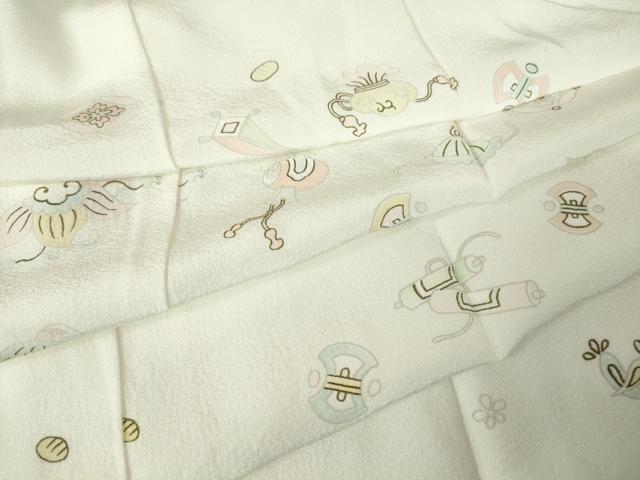 平和屋着物●長襦袢　無双仕立て　半襟刺繍　竹屋町刺繍　宝尽くし文　金彩　正絹　逸品　DABC3558az