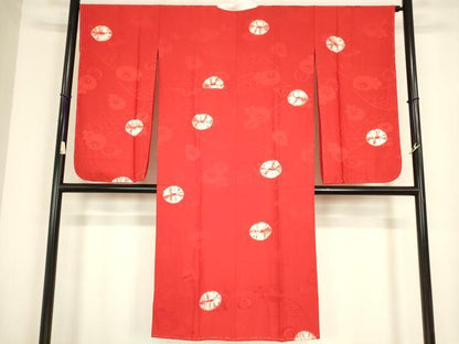 平和屋着物●振袖用長襦袢　無双仕立て　絞り　菊文　正絹　逸品　DABC3561az