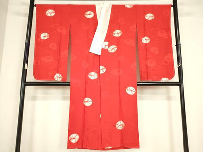 平和屋着物●振袖用長襦袢　無双仕立て　絞り　菊文　正絹　逸品　DABC3561az