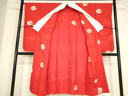 平和屋着物●振袖用長襦袢　無双仕立て　絞り　菊文　正絹　逸品　DABC3561az