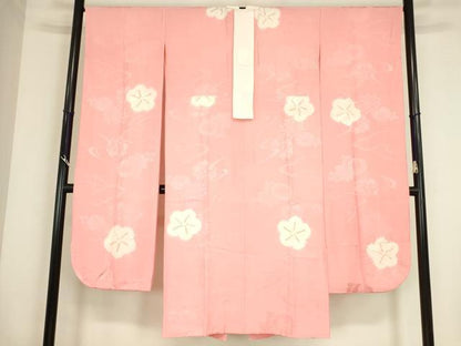 平和屋着物●振袖用長襦袢　袷　絞り　舞花文　正絹　逸品　DABC3565az